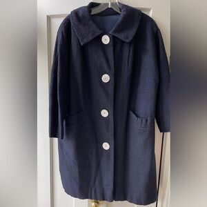 Elegant Vintage Navy Women's Coat